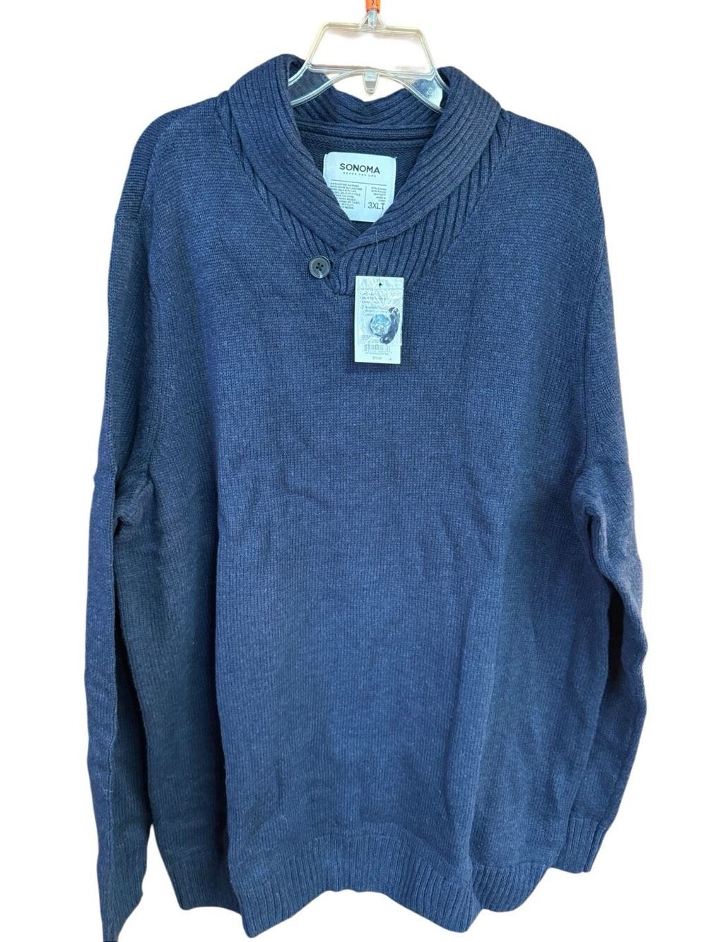 Sonoma Men’s Supersoft shawl-collar Sweater Navy Sz 3XLTall NWT